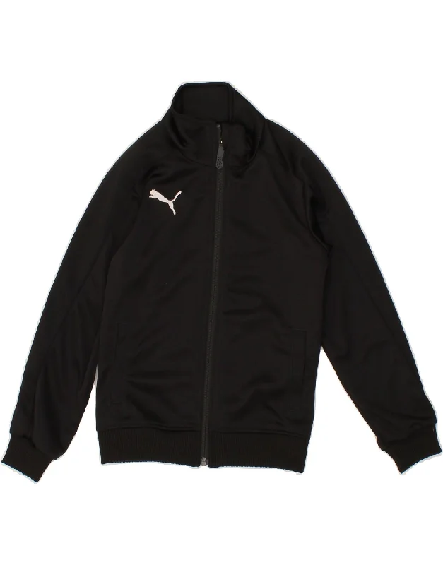 men's outdoor jackets -PUMA Boys Tracksuit Top Jacket 5-6 Years Black Polyester