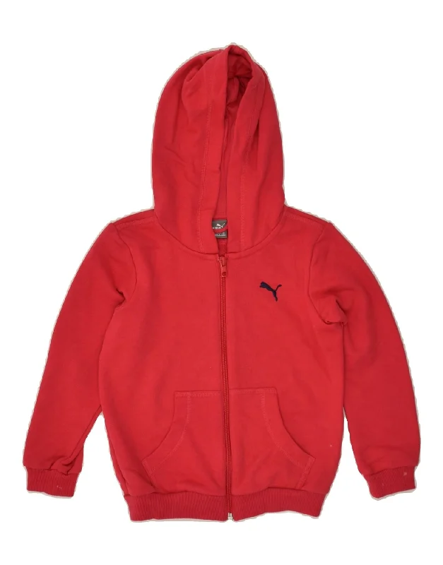 men's cozy sweaters -PUMA Boys Zip Hoodie Sweater 5-6 Years Red