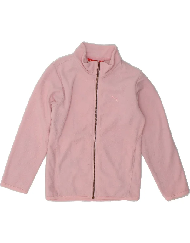 men's long sleeve jackets -PUMA Girls Fleece Jacket 7-8 Years Small Pink Polyester