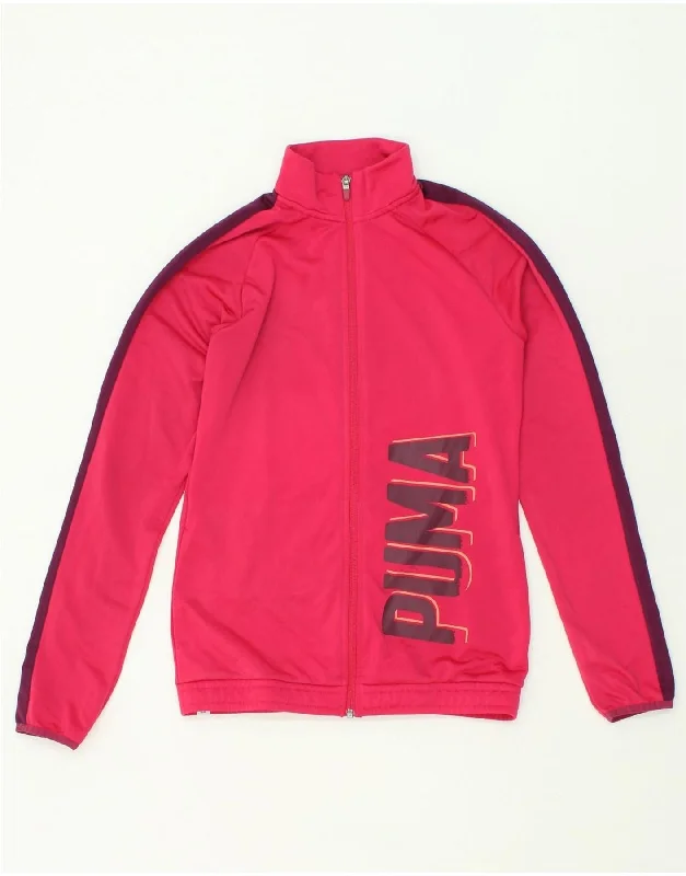 men's slim fit jackets -PUMA Girls Graphic Tracksuit Top Jacket 15-16 Years Pink Colourblock