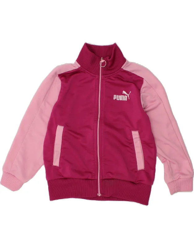 men's zip jackets for hiking -PUMA Girls Graphic Tracksuit Top Jacket 2-3 Years Pink Colourblock