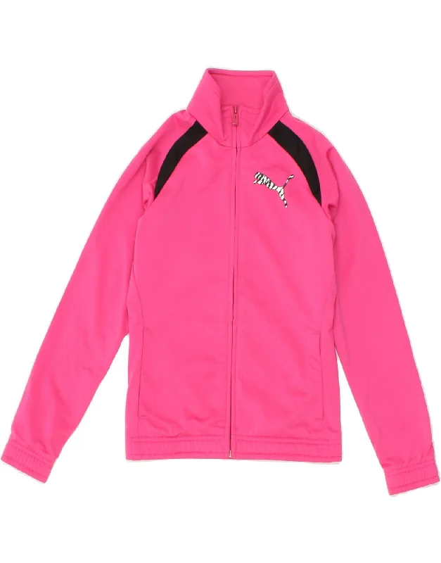 stylish jackets for men -PUMA Girls Graphic Tracksuit Top Jacket 9-10 Years Pink Polyester