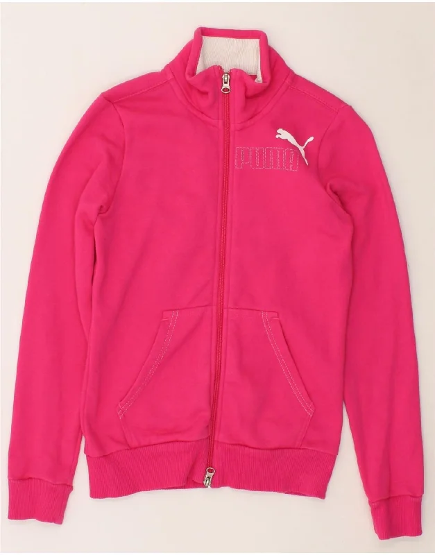 men's hooded jackets -PUMA Girls Tracksuit Top Jacket  11-12 Years Large Pink Cotton