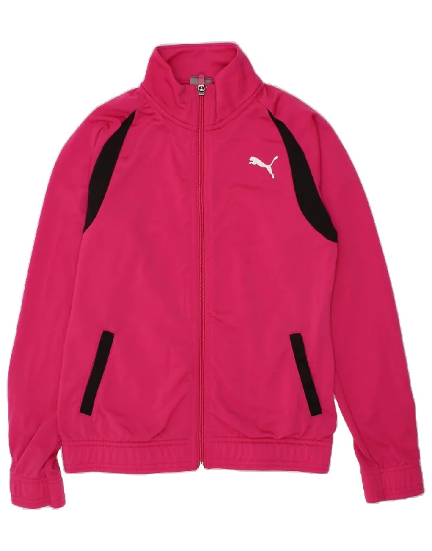 men's lightweight jackets -PUMA Girls Tracksuit Top Jacket 11-12 Years Pink Polyester