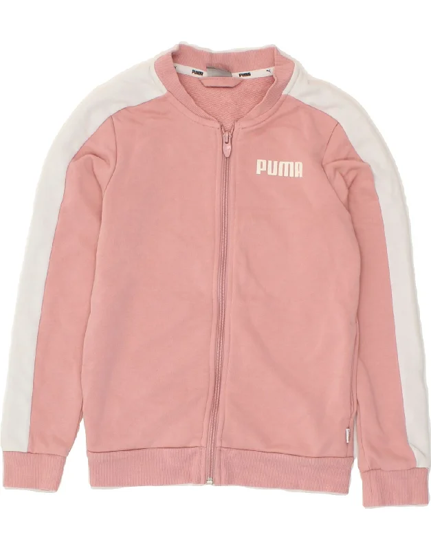 men's chic winter jackets -PUMA Girls Tracksuit Top Jacket 9-10 Years Medium  Pink Colourblock Cotton