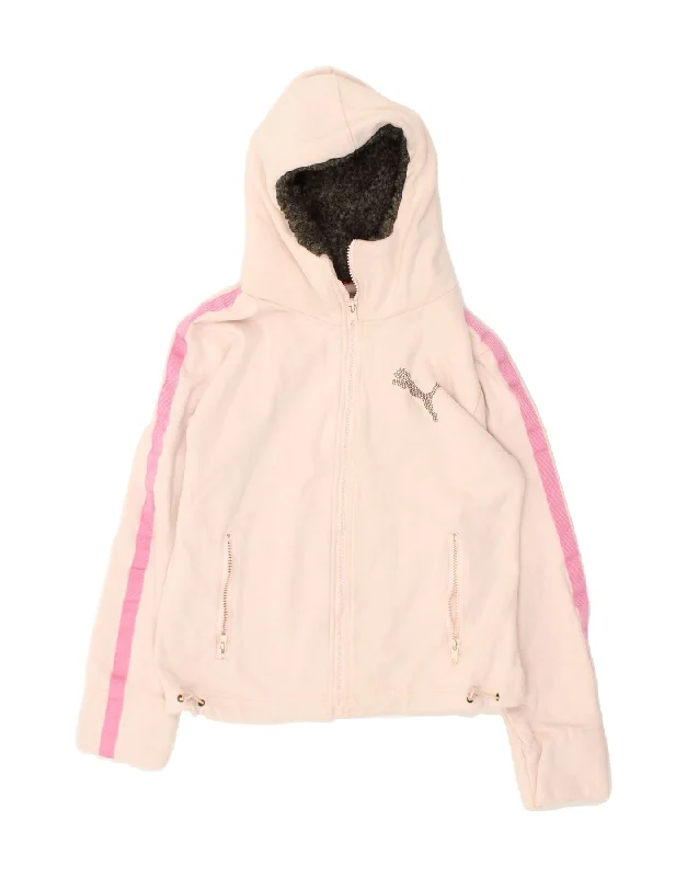 men's luxury sweaters -PUMA Girls Zip Hoodie Sweater 9-10 Years Pink