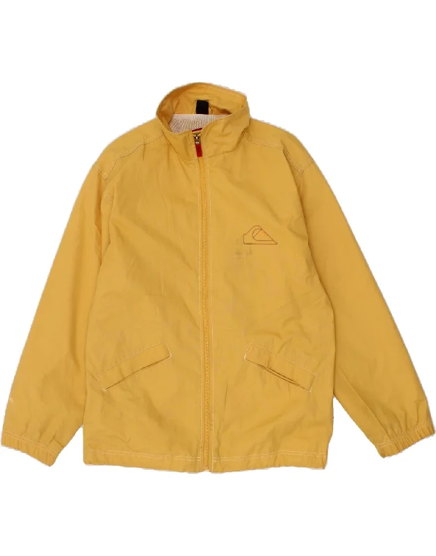 men's packable jackets -QUIKSILVER Boys Graphic Bomber Jacket 13-14 Years Yellow Polyester