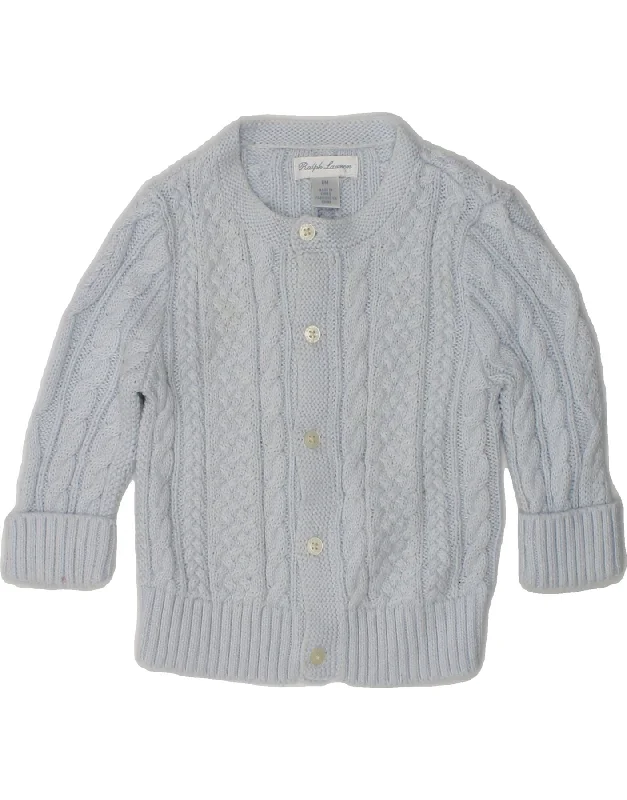 men's warm cardigans -RALPH LAUREN Baby Boys Cardigan Sweater 3-6 Months Blue Cotton