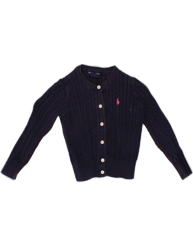 men's warm sweaters for winter -RALPH LAUREN Baby Girls Cardigan Sweater 18-24 Months Navy Blue Cotton