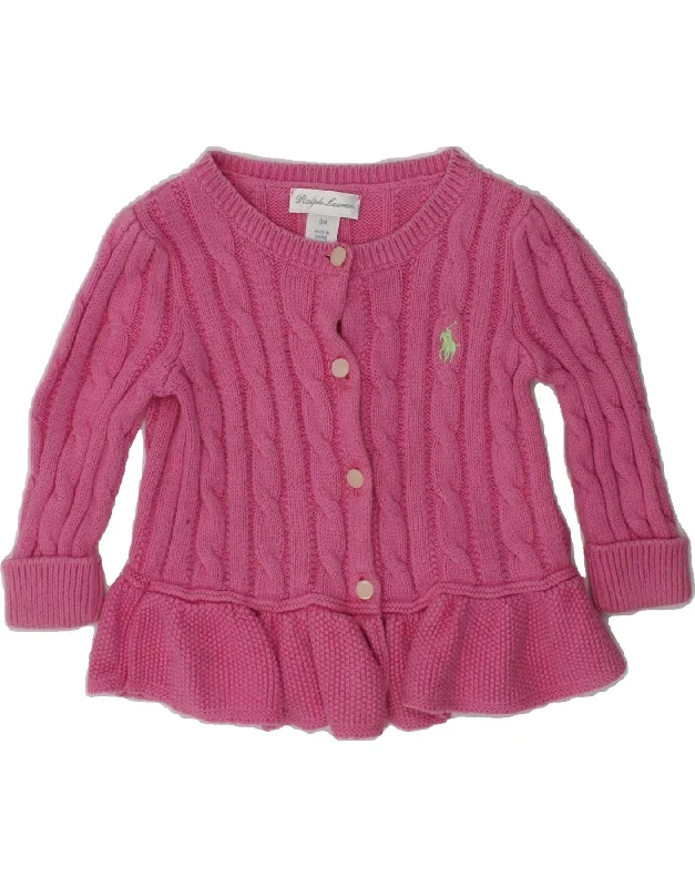 men's wool-blend sweaters -RALPH LAUREN Baby Girls Cardigan Sweater 6-9 Months Pink Cotton