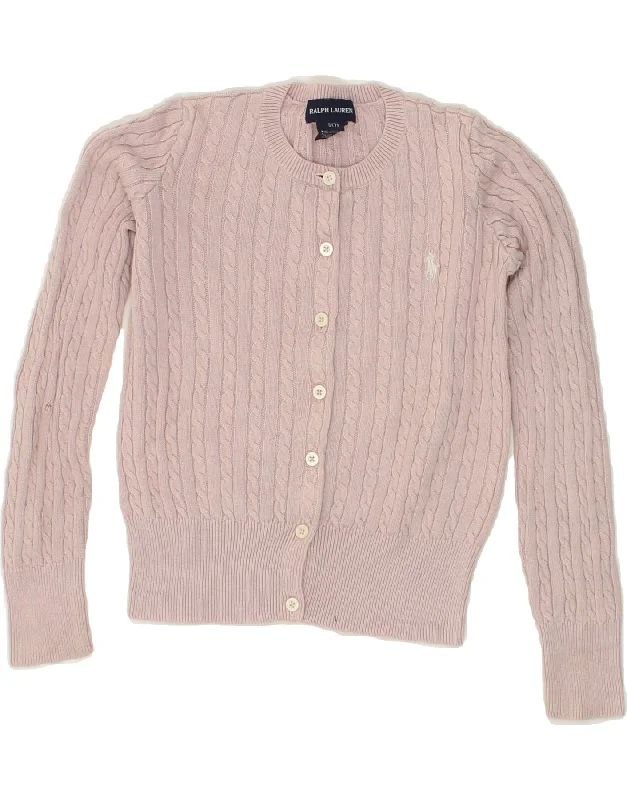 men's comfortable sweaters -RALPH LAUREN Girls Cardigan Sweater 6-7 Years Samll  Purple Cotton