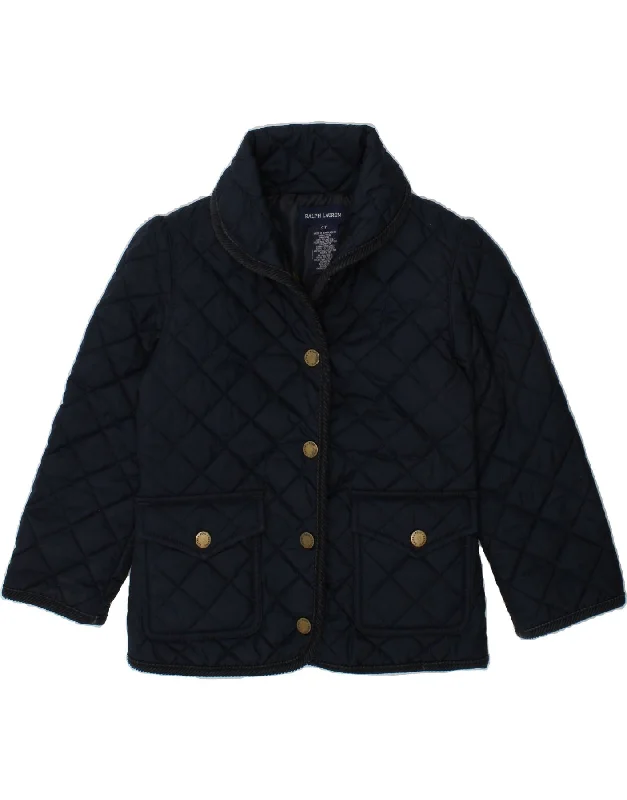 men's modern jacket styles -RALPH LAUREN Girls Quilted Jacket 3-4 Years Navy Blue Polyester