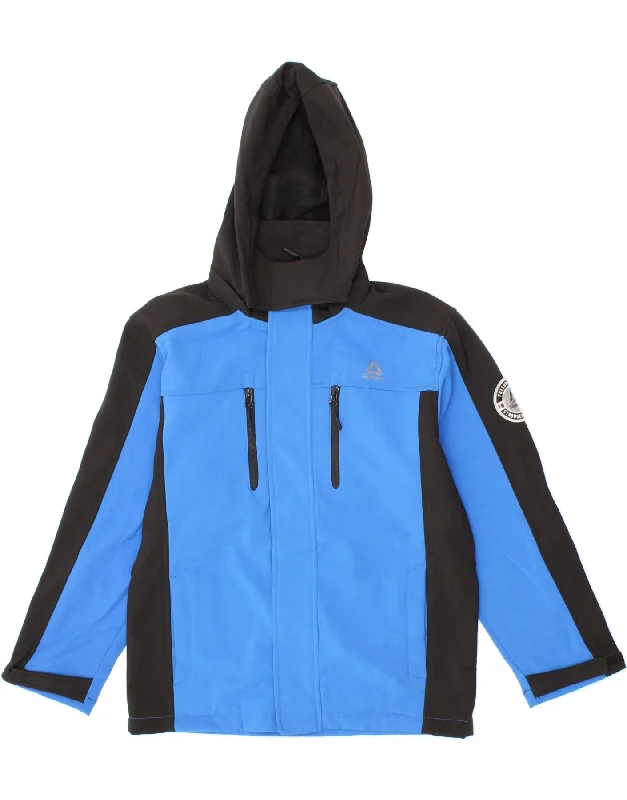 men's formal jackets -REEBOK Boys Hooded Windbreaker Jacket 10-11 Years Medium Blue Colourblock