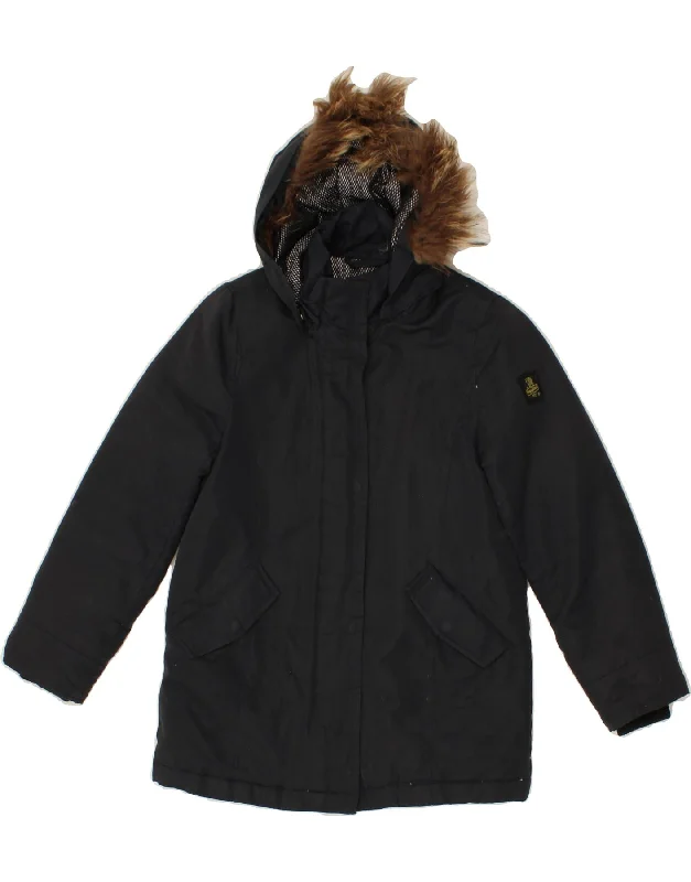 men's work jackets -REFRIGIWEAR Girls Hooded Padded Jacket 9-10 Years Navy Blue Polyester