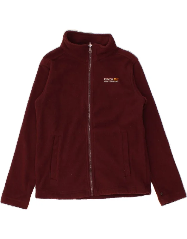 men's casual winter jackets -REGATTA Boys Fleece Jacket 9-10 Years Burgundy Polyester