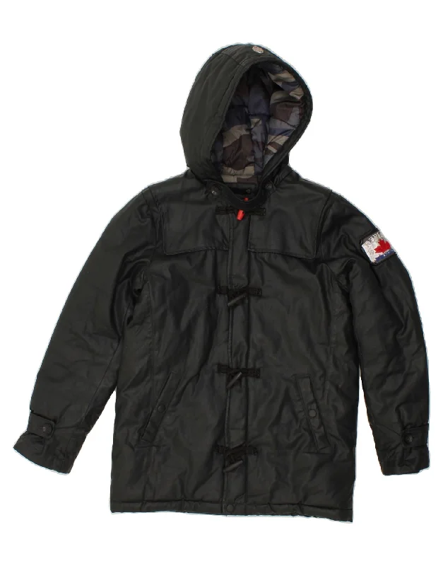 stylish jackets for men -REPLAY Boys Hooded Duffle Jacket 11-12 Years Black Polyester