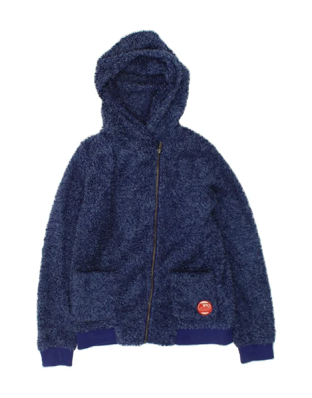 men's stylish puffer jackets -ROXY Girls Hooded Fleece Jacket 12-13 Years XL Blue Polyester