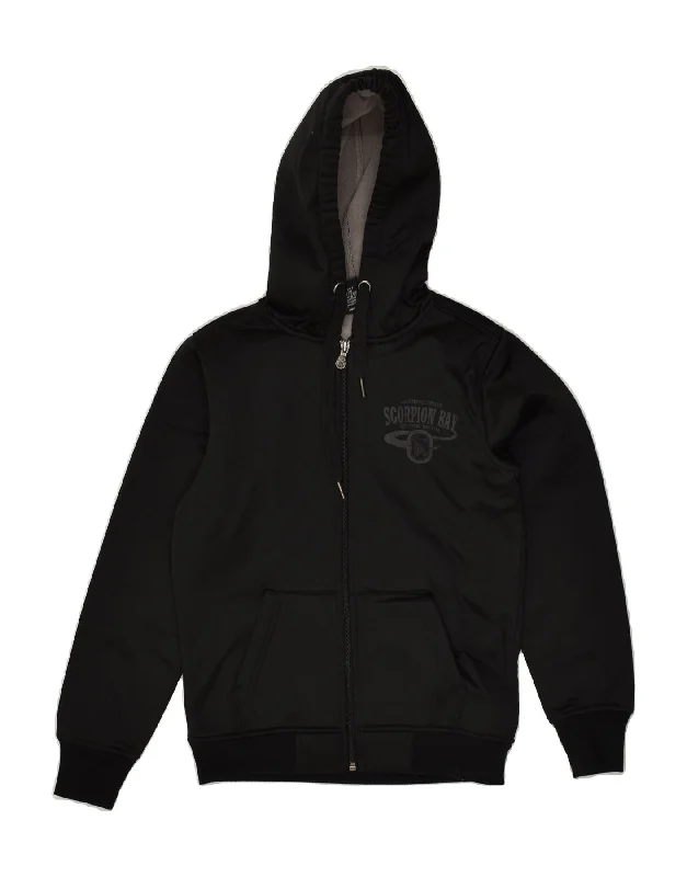 men's soft knit sweaters -SCORPION BAY Boys Graphic Zip Hoodie Sweater 11-12 Years Large Black