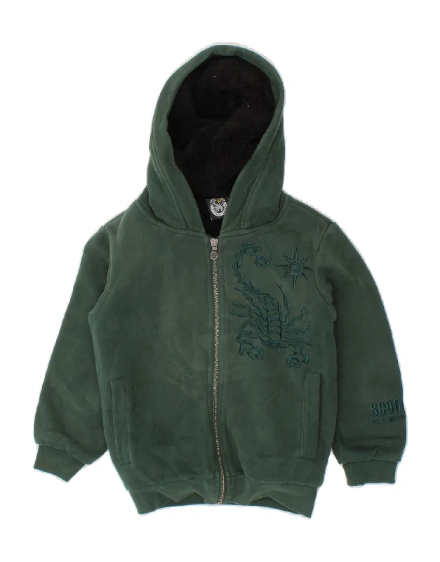 men's stylish cardigans -SCORPION BAY Boys Graphic Zip Hoodie Sweater 6-7 Years XS  Green Cotton