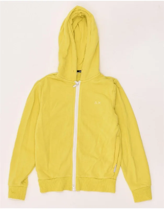 men's lightweight pullover sweaters -SUN68 Boys Zip Hoodie Sweater 9-10 Years Yellow Cotton