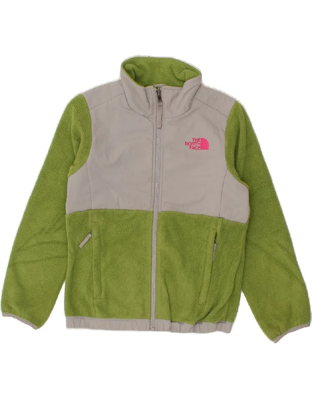 men's running jackets -THE NORTH FACE Girls Fleece Jacket 7-8 Years Green Colourblock Polyester