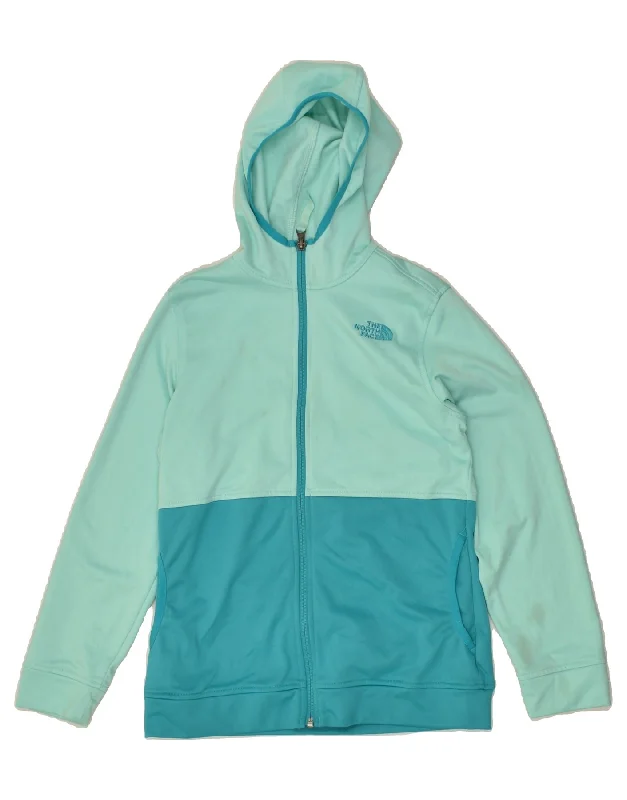 men's soft knit sweaters -THE NORTH FACE Girls Zip Hoodie Sweater 14-15 Years Large Turquoise