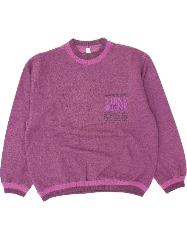 men's everyday sweaters -THINK PINK Girls Crew Neck Jumper Sweater 9-10 Years Pink Flecked Cotton