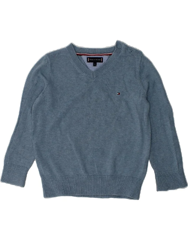 men's colorful sweaters -TOMMY HILFIGER Baby Boys V-Neck Jumper Sweater 18-24 Months Blue