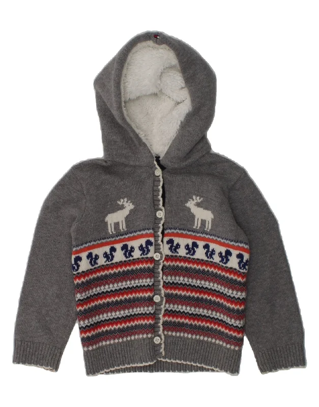 men's breathable sweaters -TOMMY HILFIGER Baby Girls Hooded Cardigan Sweater 12-18 Months Grey