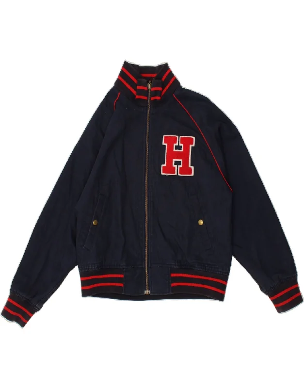 men's softshell outdoor jackets -TOMMY HILFIGER Boys Graphic Bomber Jacket 11-12 Years Medium Navy Blue