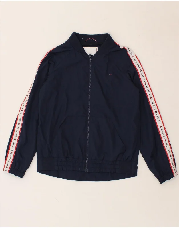 men's varsity jackets -TOMMY HILFIGER Boys Graphic Tracksuit Top Jacket 11-12 Years Navy Blue