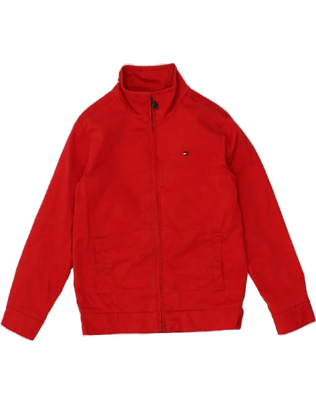 men's chic winter jackets -TOMMY HILFIGER Boys Graphic Tracksuit Top Jacket 11-12 Years Red Cotton