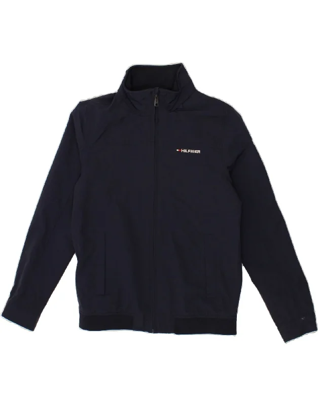 men's casual blazers -TOMMY HILFIGER Boys Hooded Bomber Jacket 12-13 Years Large Navy Blue