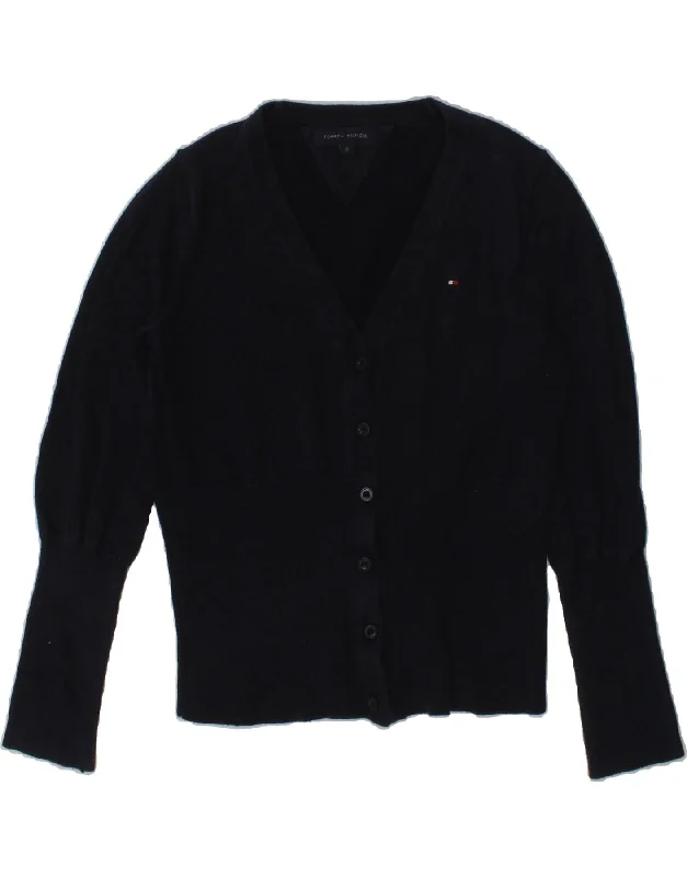 men's ribbed-knit sweaters -TOMMY HILFIGER Girls Cardigan Sweater 7-8 Years Navy Blue Cotton