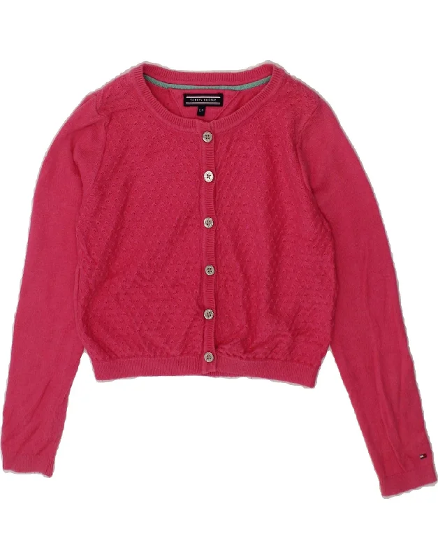 men's lightweight knitted sweaters -TOMMY HILFIGER Girls Crop Cardigan Sweater 3-4 Years Pink