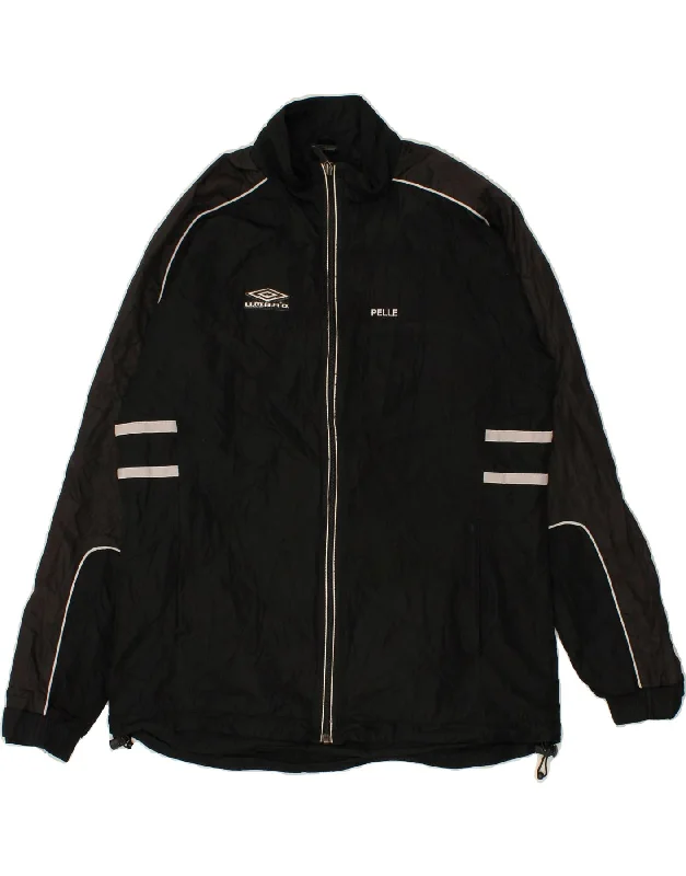 men's packable rain jackets -UMBRO Boys Graphic Windbreaker Jacket 13-14 Years Black Polyester