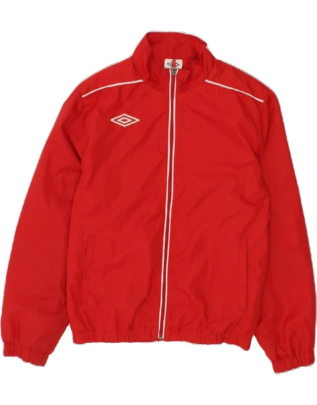 men's lightweight fashion jackets -UMBRO Boys Tracksuit Top Jacket 11-12 Years Large Red Polyester