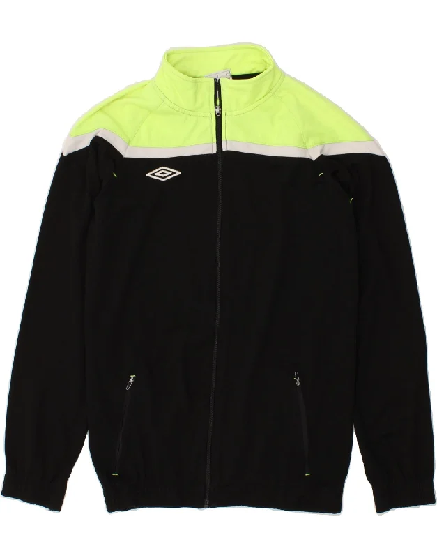 men's functional winter jackets -UMBRO Boys Tracksuit Top Jacket 15-16 Years Black Colourblock Polyester