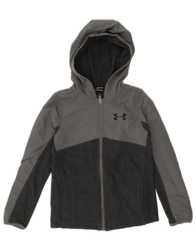 men's high-neck sweaters -UNDER ARMOUR Boys Cold Gear Zip Hoodie Sweater 10-11 Years Medium Grey