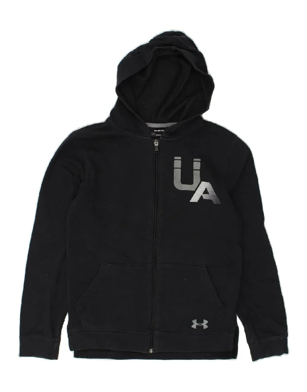 men's cashmere blend sweaters -UNDER ARMOUR Boys Graphic Zip Hoodie Sweater 15-16 Years XL Black