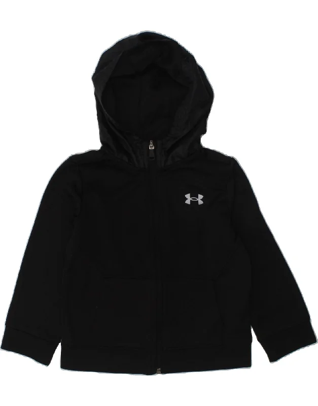 men's lightweight knitted sweaters -UNDER ARMOUR Boys Graphic Zip Hoodie Sweater 2-3 Years Black Polyester