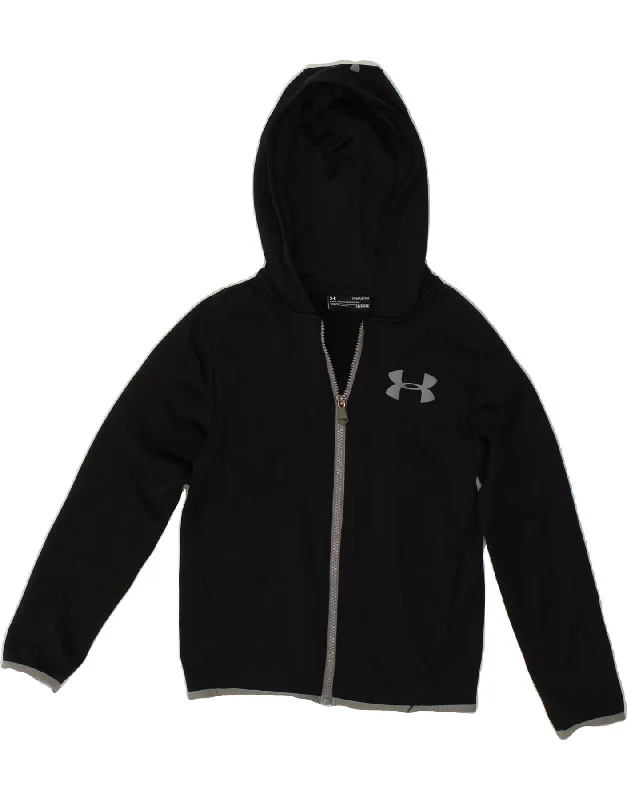 men's comfortable wool sweaters -UNDER ARMOUR Boys Graphic Zip Hoodie Sweater 7-8 Years Small Black