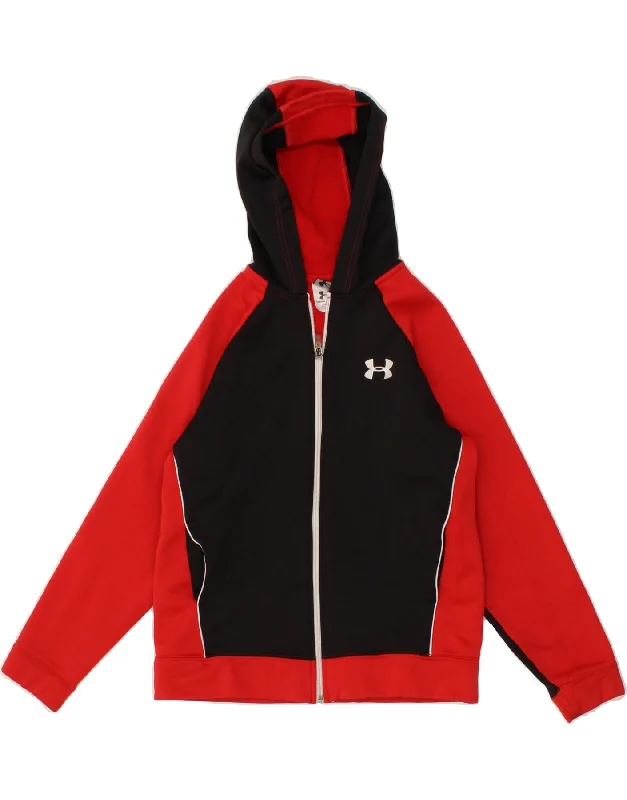 men's fitted sweaters -UNDER ARMOUR Boys Graphic Zip Hoodie Sweater 9-10 Years Medium  Red