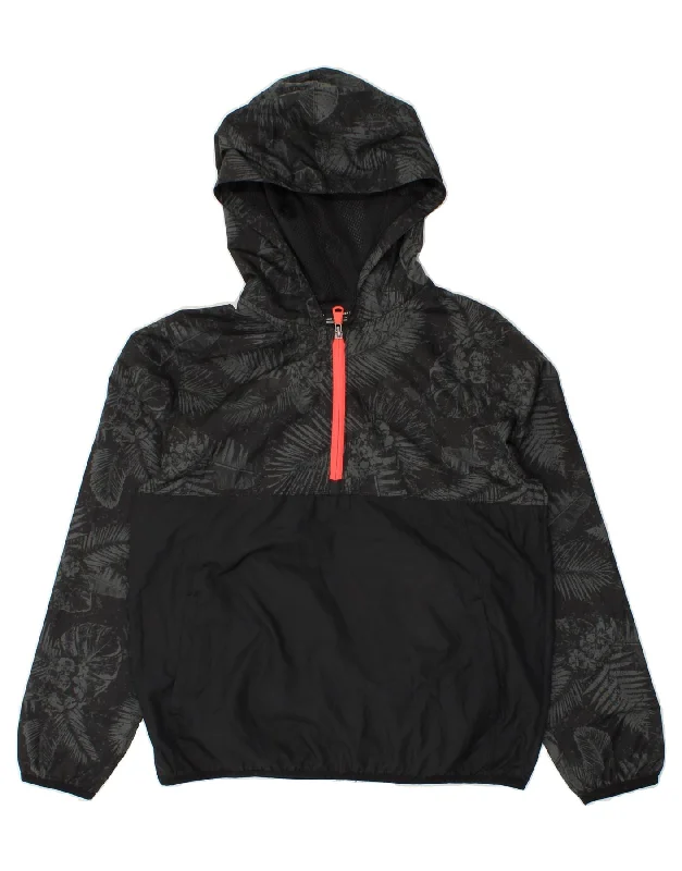 men's parka jackets -UNDER ARMOUR Boys Hooded Anorak Jacket 9-10 Years Medium Black Floral