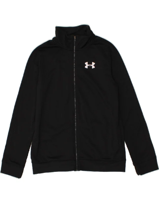 men's lightweight windbreakers -UNDER ARMOUR Boys Tall Tracksuit Top Jacket 13-14 Years XL Black Polyester