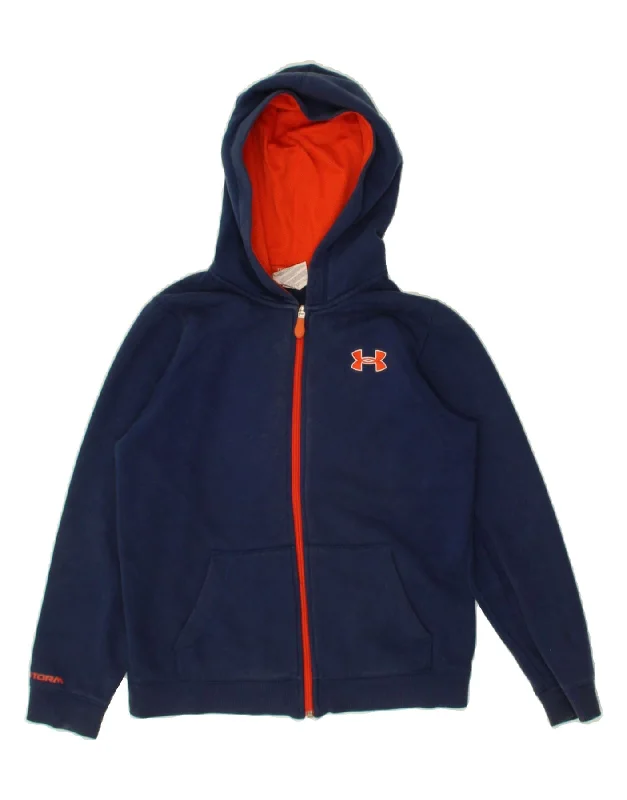 men's high-quality cashmere sweaters -UNDER ARMOUR Boys Zip Hoodie Sweater 10-11 Years Medium Navy Blue