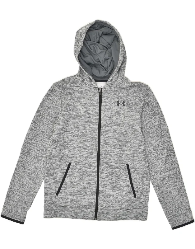 men's comfortable sweaters -UNDER ARMOUR Boys Zip Hoodie Sweater 14-15 Years  Grey Flecked Polyester