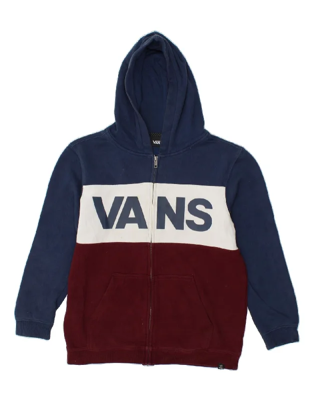 men's thick wool sweaters -VANS Boys Graphic Zip Hoodie Sweater 12-13 Years Large Navy Blue