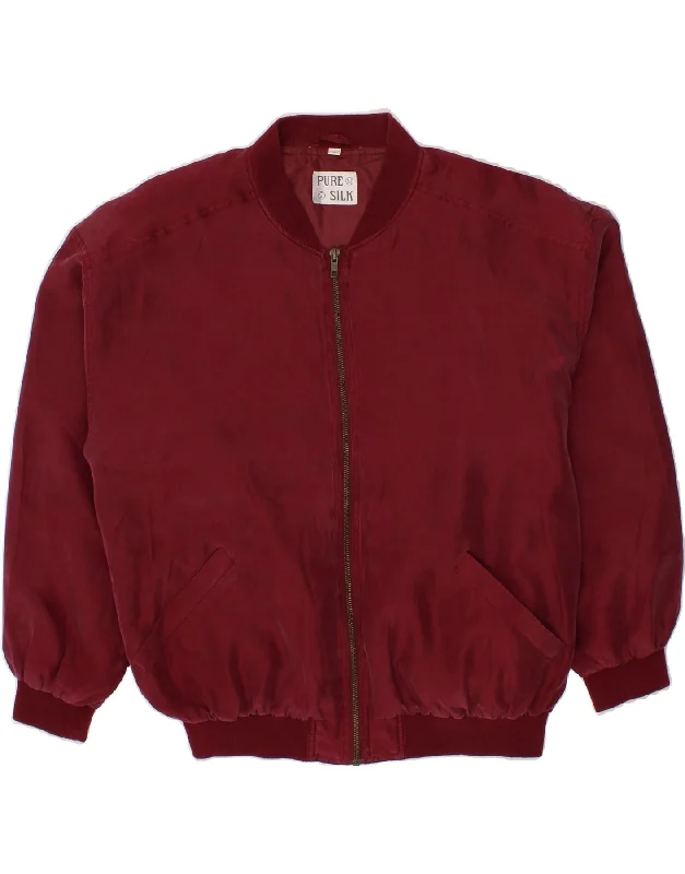 men's high-quality jackets -VINTAGE Boys Bomber Jacket 14-15 Years Burgundy Silk