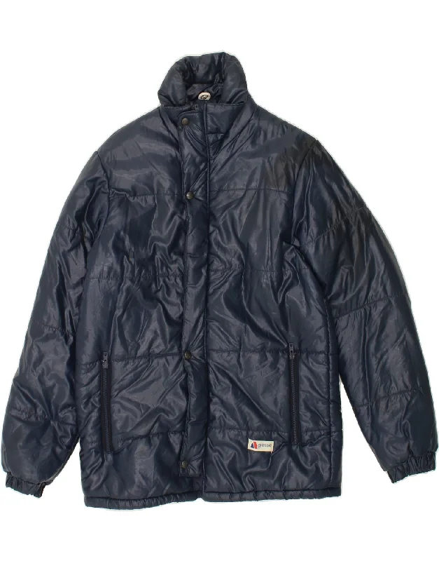 men's military jackets -VINTAGE Boys Padded Jacket 13-14 Years Navy Blue Polyamide